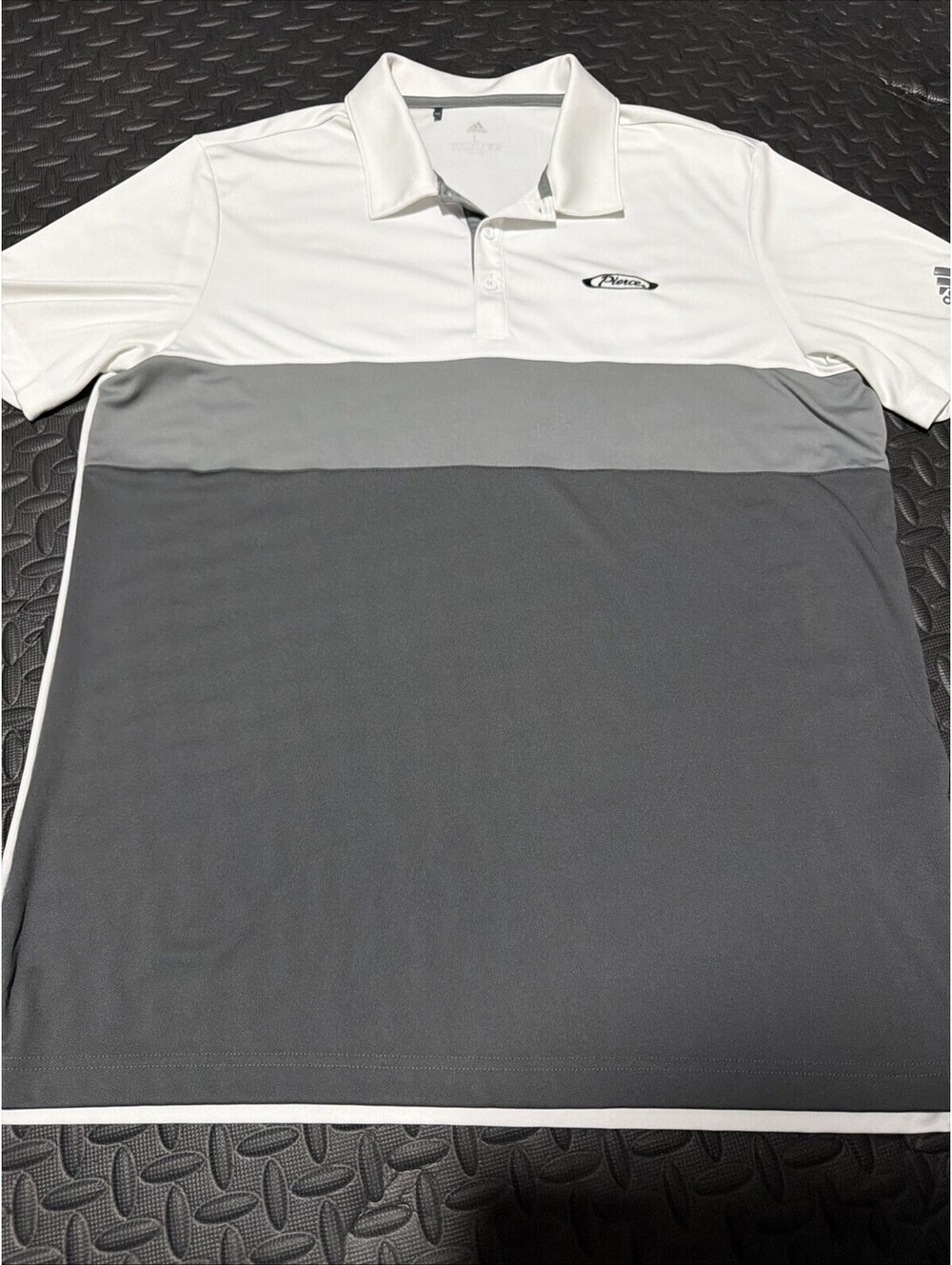 Adidas Golf Polo Shirt Mens Large White Gray Pierce Logo Performance - Picture 2 of 9